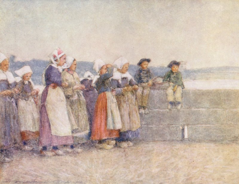 Vakt för fiskeflottan, Concarneau (färglitografi) av Mortimer Ludington Menpes