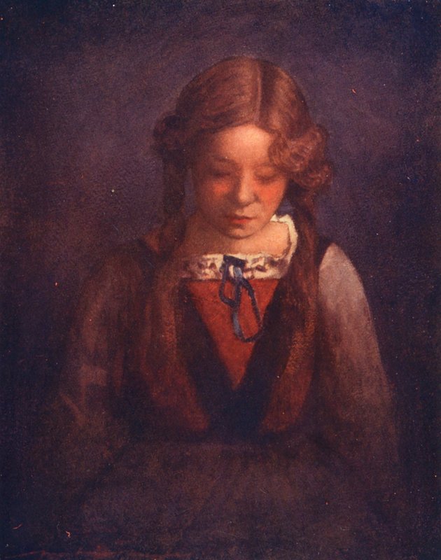 Världens barn: Bavarian, Meditation (färglitografi) av Mortimer Ludington Menpes