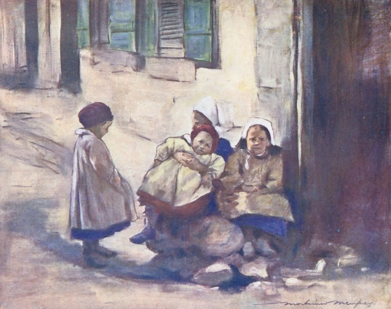 Världens barn: Breton, en familj (färglitografi) av Mortimer Ludington Menpes