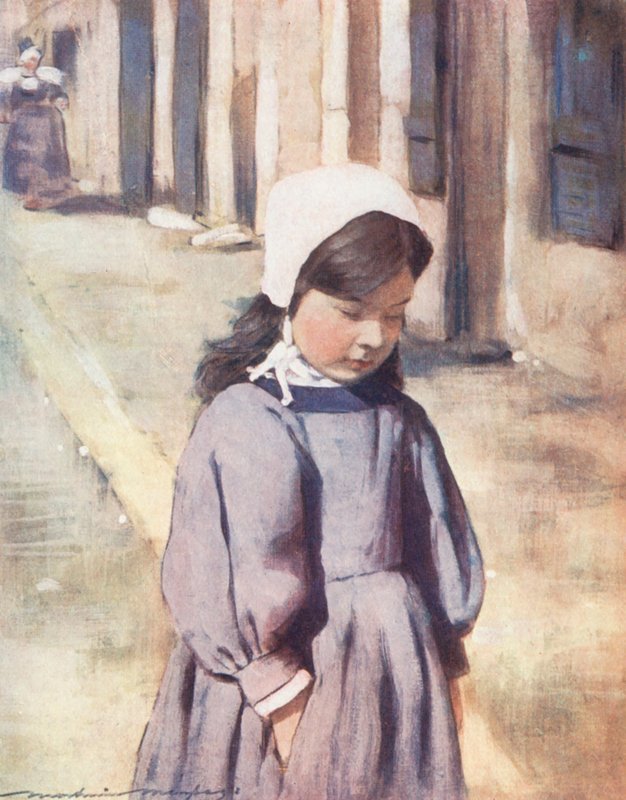 Världens barn: Breton, Under Grannies Eye (färglitografi) av Mortimer Ludington Menpes
