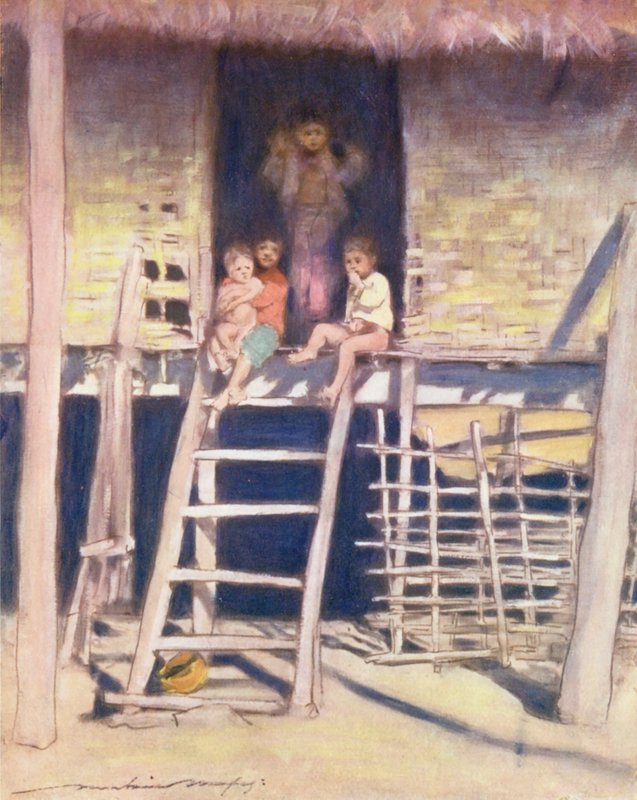 Världens barn: Burmesiska, Stegen (färglitografi) av Mortimer Ludington Menpes