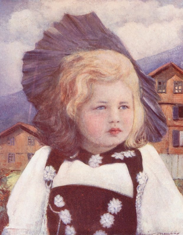 Världens barn: Schweiz, en baby från Interlaken (färglitografi) av Mortimer Ludington Menpes