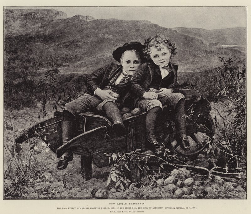 Två små emigranter, den ärade Dudley och Archie Hamilton Gordon, söner till den höge ärade jarlen av Aberdeen, Kanadas generalguvernör av Mrs. Louisa Starr Canziani