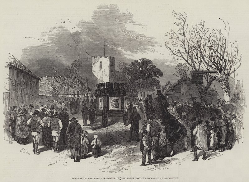 Begravning av den avlidne ärkebiskopen av Canterbury, processionen i Addington av Myles Birket Foster