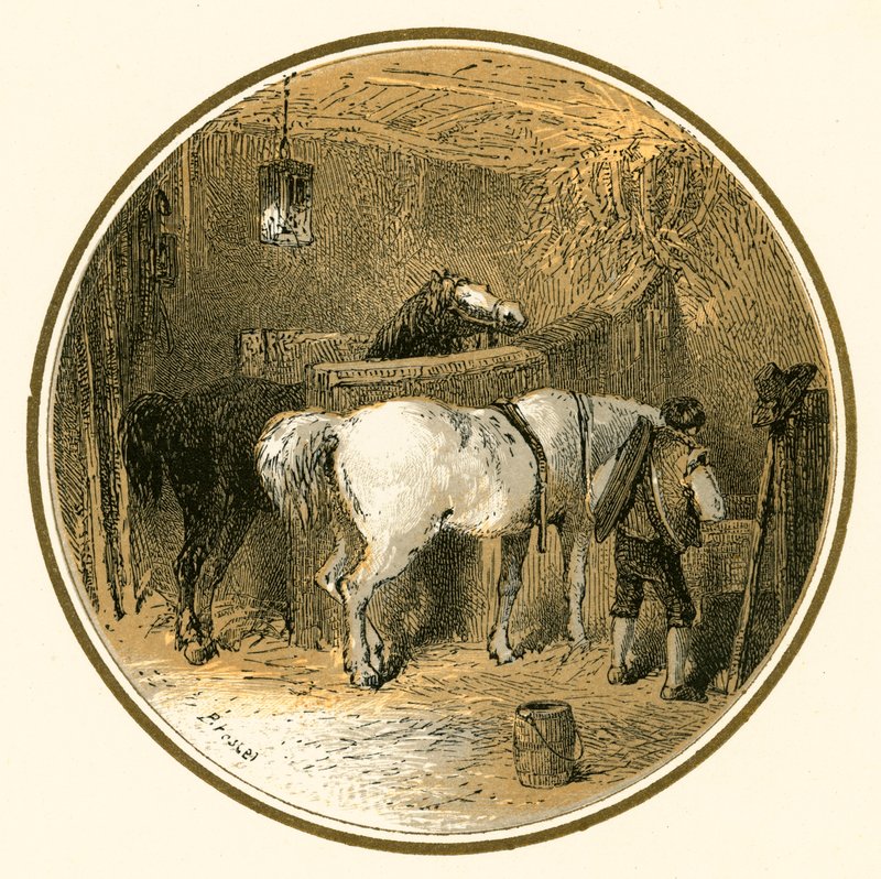 Hästar i stallet av Myles Birket Foster