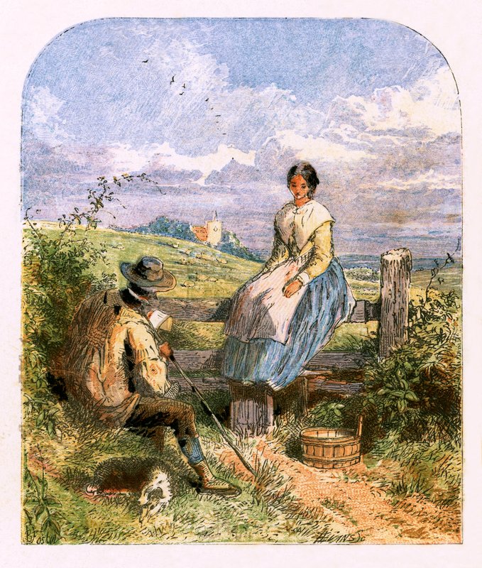 Illustration för "Den öde byn" av Myles Birket Foster