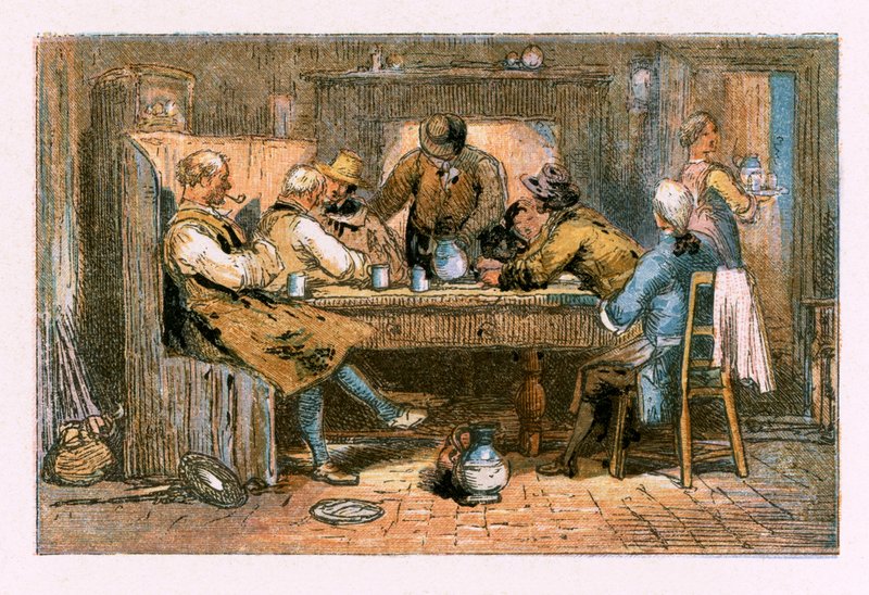 Illustration för "Den öde byn" av Myles Birket Foster