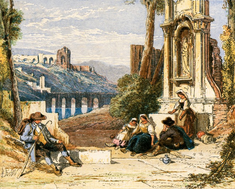 Illustration till "The Traveller av Myles Birket Foster