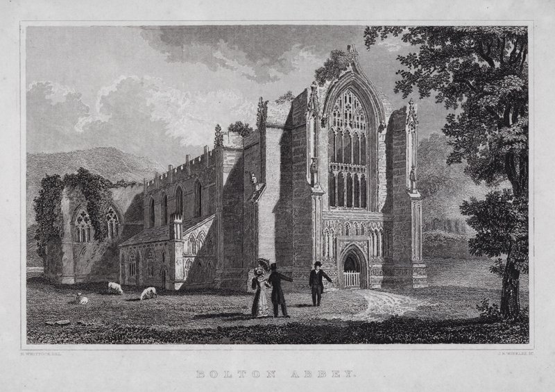 Bolton Abbey (gravyr) av Nathaniel (after) Whittock