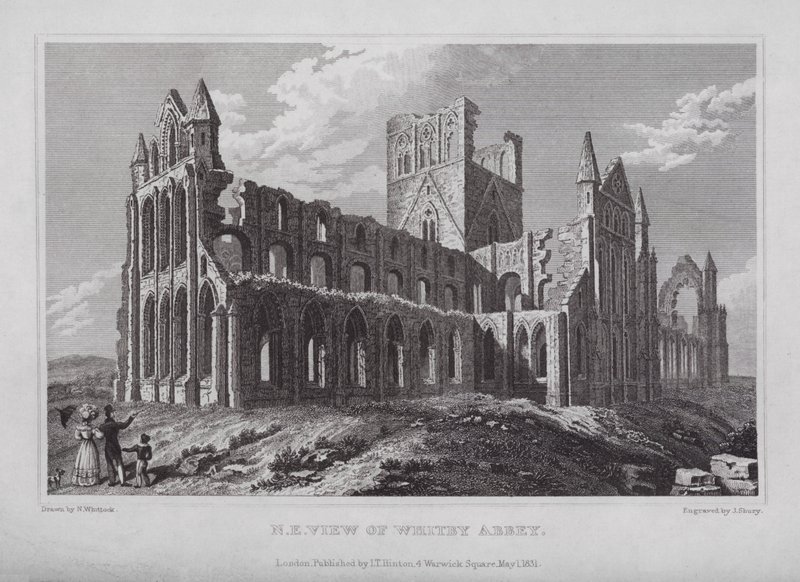 North East View of Whitby Abbey (gravyr) av Nathaniel (after) Whittock