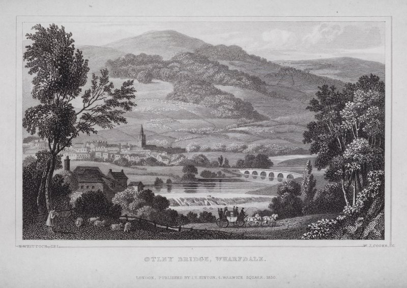 Otley Bridge, Wharfdale (gravyr) av Nathaniel (after) Whittock
