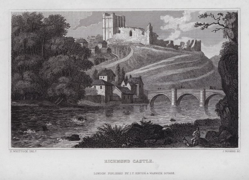 Richmond Castle (gravyr) av Nathaniel (after) Whittock