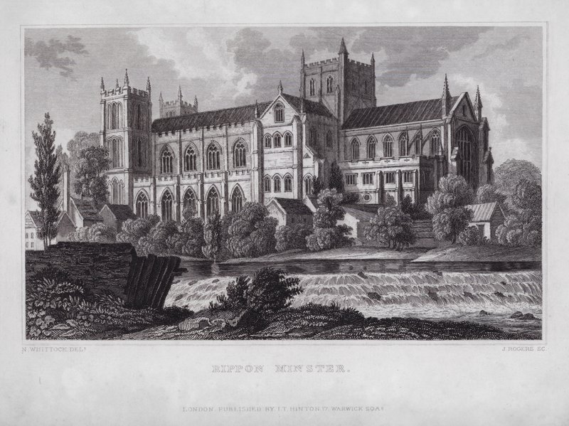 Rippon Minster (gravyr) av Nathaniel (after) Whittock