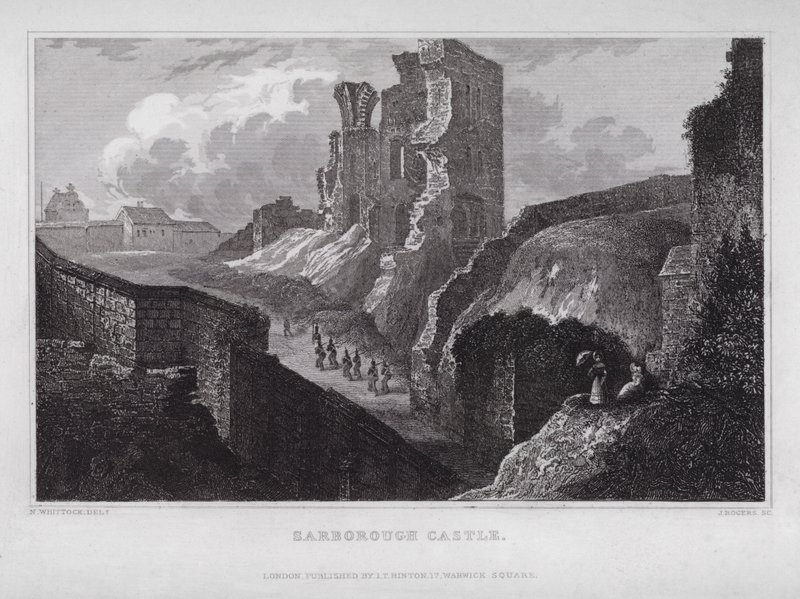 Scarborough Castle (gravyr) av Nathaniel (after) Whittock