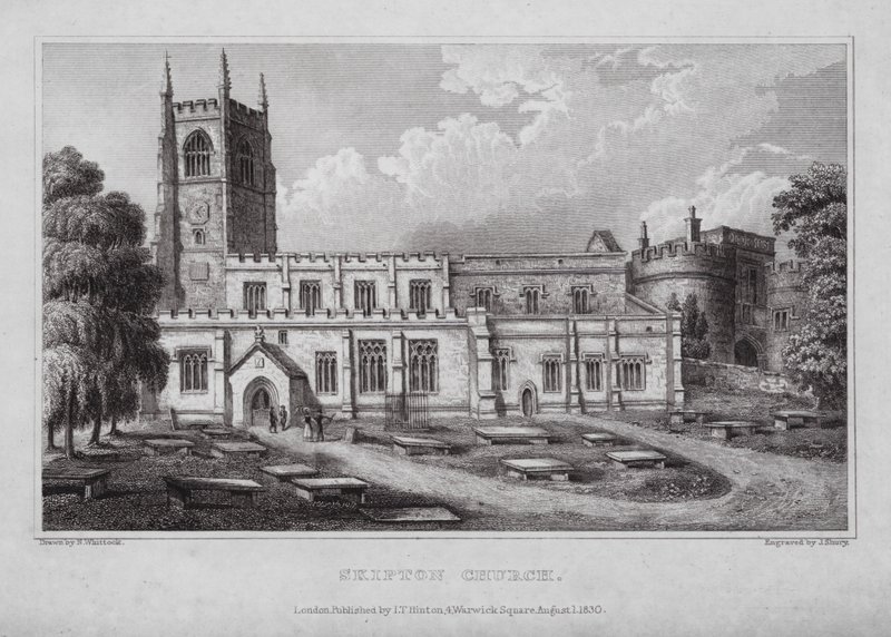 Skipton Church (gravyr) av Nathaniel (after) Whittock