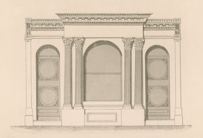 Butiksfront för Mr Mabers vin- och spritbutik, Tyndale Place, Islington av Nathaniel Whittock