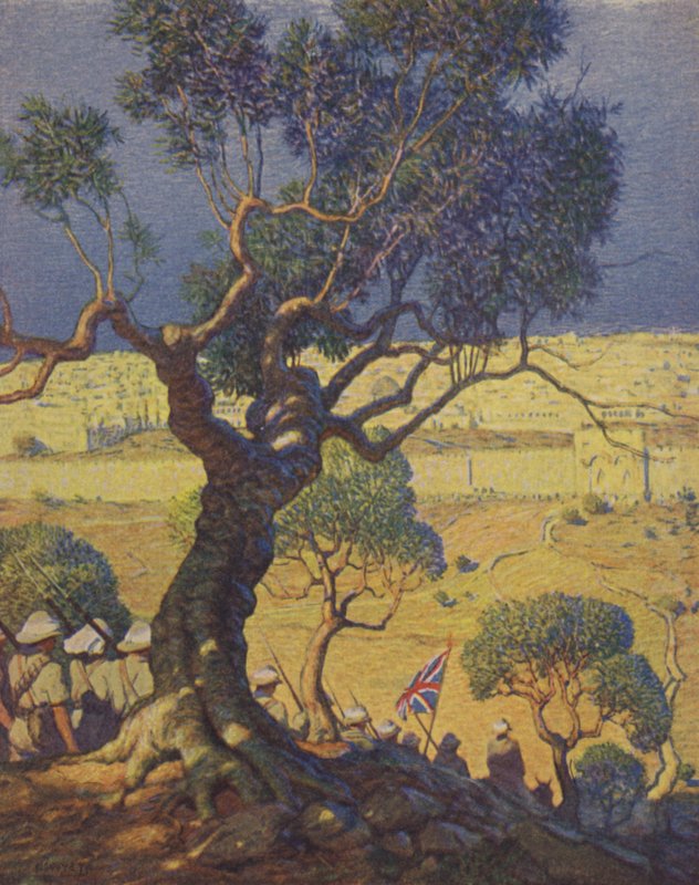 Engelska trupper som går ner från Olivberget av Newell Convers Wyeth