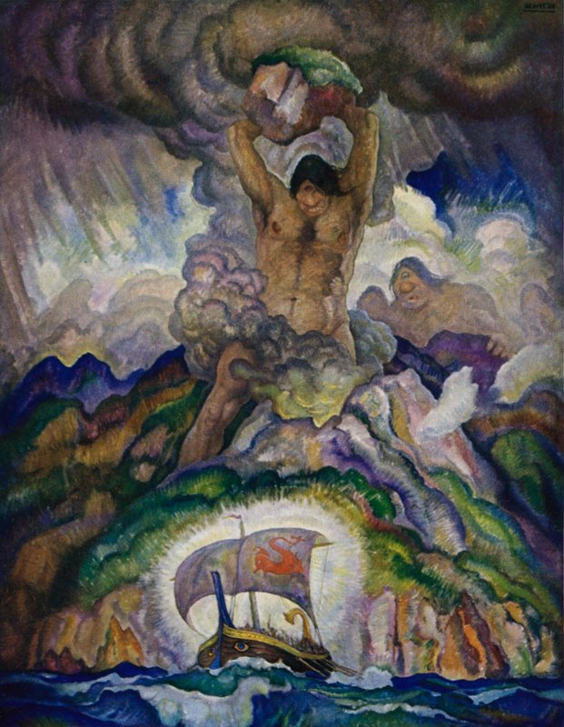 Odyssey: Polyphemus, Kyklopen av Newell Convers Wyeth