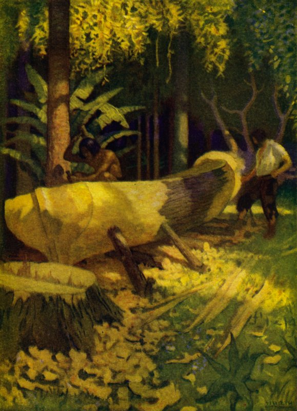 Illustration för Robinson Crusoe (färg litho) av Newell Convers (after) Wyeth