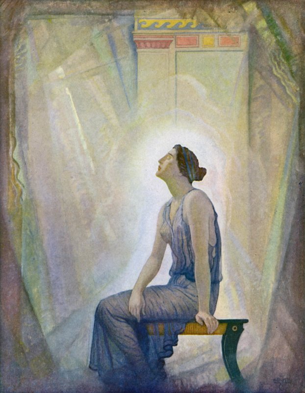 Odyssey: The mourning Penelope (färg litho) av Newell Convers (after) Wyeth