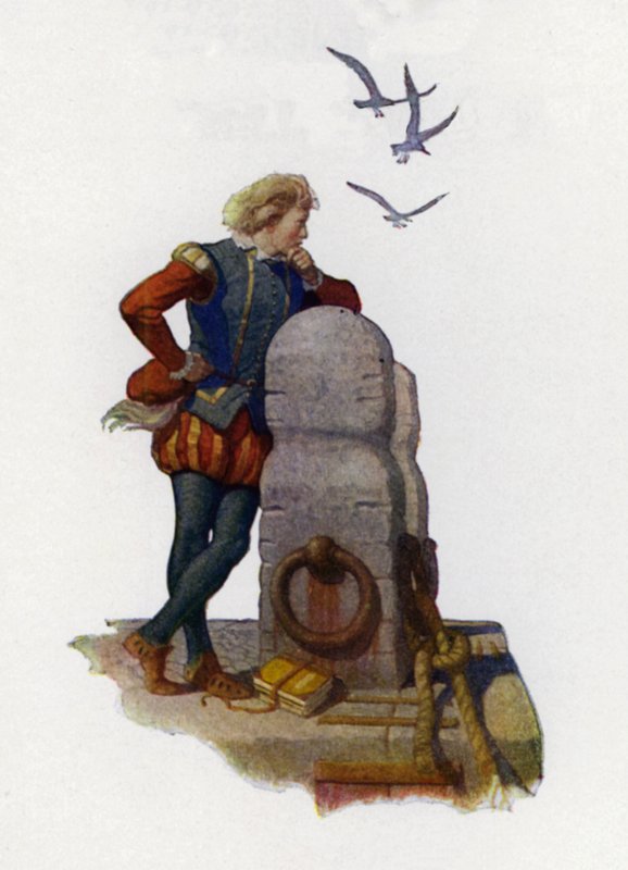 Titelsidesillustration för Westward Ho! av Charles Kingsley (färg litho) av Newell Convers (after) Wyeth