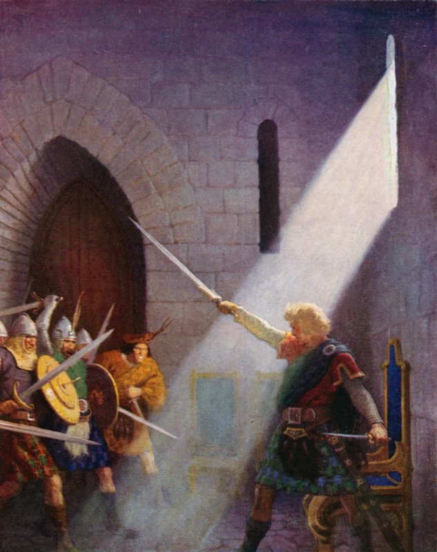 Wallace drar kungens svärd av Newell Convers (after) Wyeth