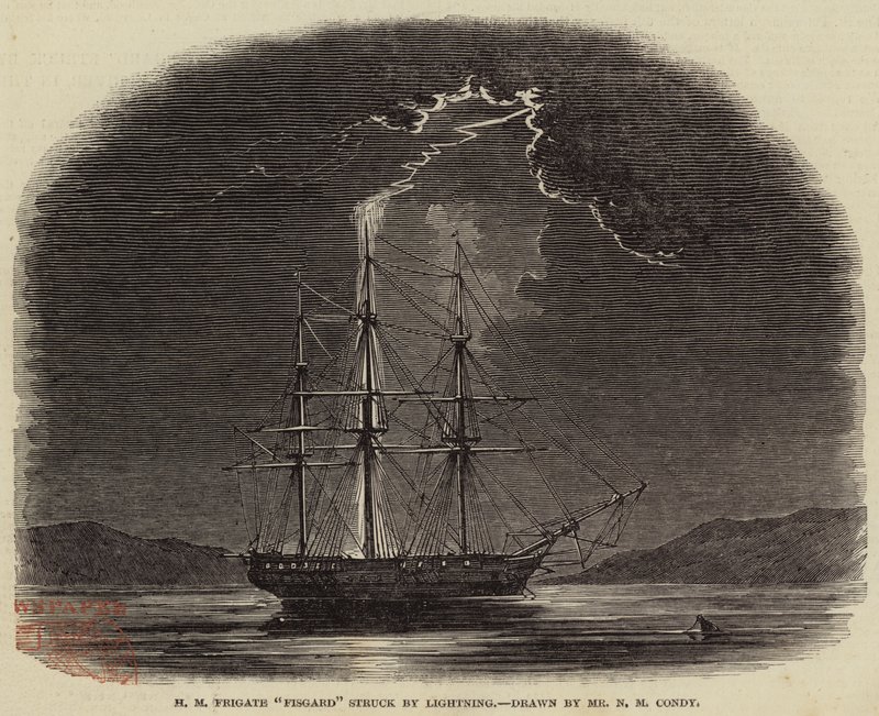 H M Fregatten Fisgard träffad av blixten av Nicholas Matthews Condy