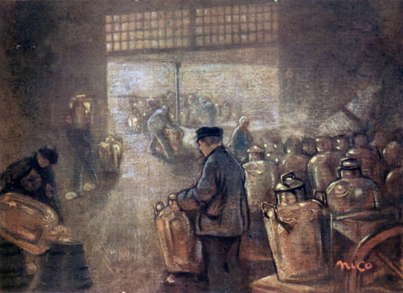 A Dairy (färg litho) av Nico Jungman
