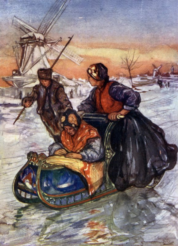 A Race on Skates (färg litho) av Nico Jungman