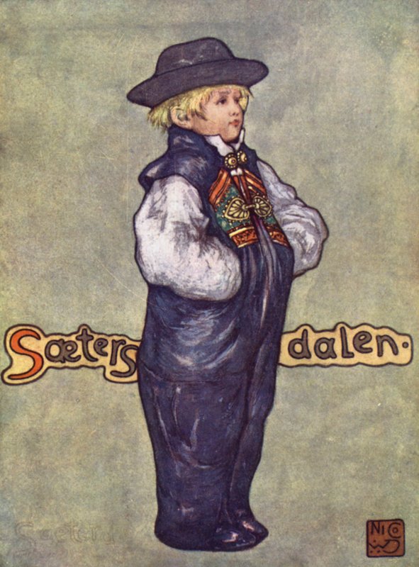 Norge: A Boy of Saetersdalen (färg litho) av Nico Jungman