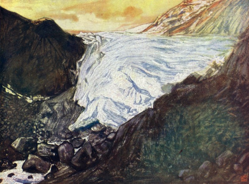 Norge: Buerbrae, Odde Hardanger (färg litho) av Nico Jungman