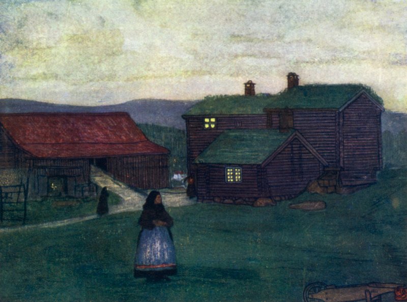 Norge: Bondgårdar byggda av polare (färg litho) av Nico Jungman