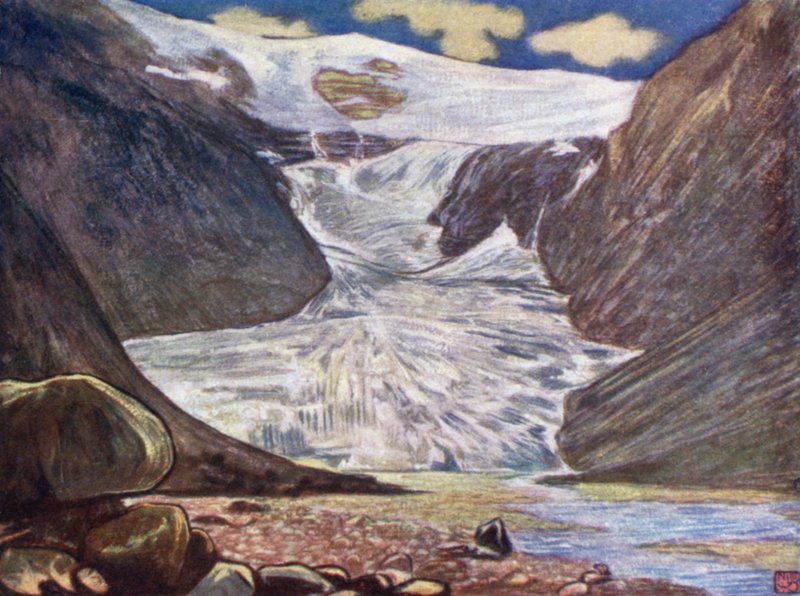 Norge: Kjendalsbrae (färg litho) av Nico Jungman