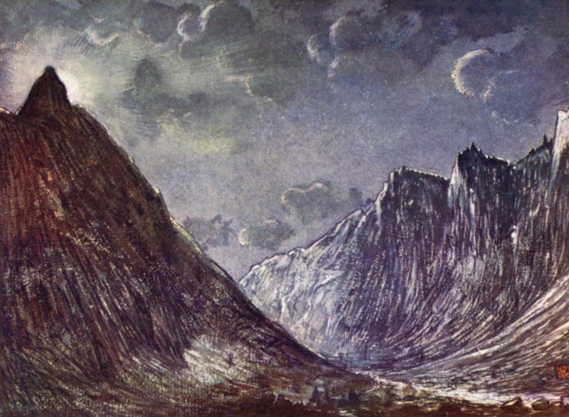 Norge: Romsdals Horn (färg litho) av Nico Jungman