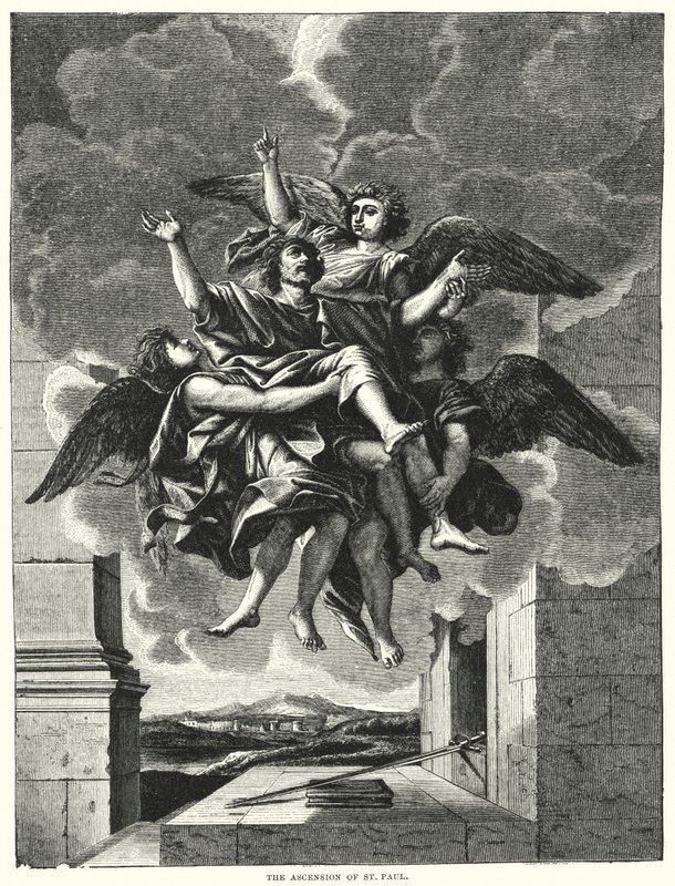 The Ascension of St Paul (gravyr) av Nicolas (after) Poussin