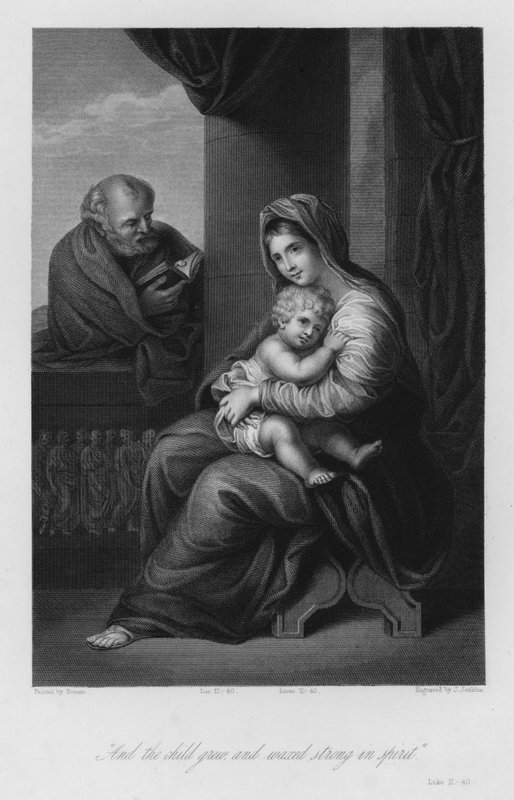 Den heliga familjen, Lukas II, 40 (gravyr) av Nicolas (after) Poussin
