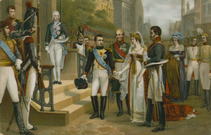 Napoleon tar emot drottning Louise av Preussen i Tilsit, 6 juli 1807 av Nicolas Louis Francois Gosse
