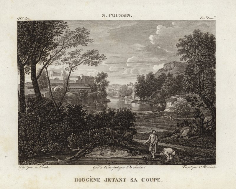 Diogenes kastar sin kopp av Nicolas Poussin