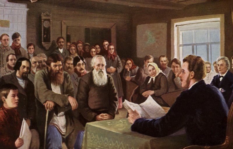 Söndagsläsning på en lantskola, Ryssland, 1895 av Nikolai Petrovich Bogdanov Belsky