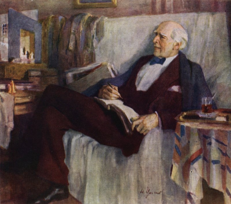 Porträtt av den ryske skådespelaren och teaterregissören Konstantin Stanislavski på jobbet av Nikolai Pavlovich Ulyanov