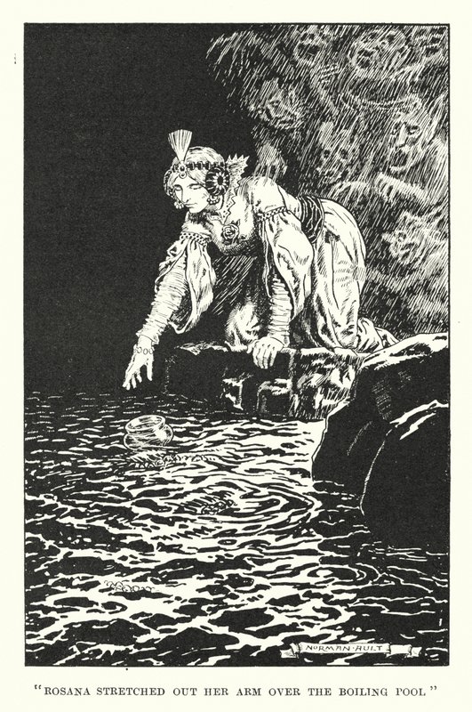 "Rosana sträckte ut sin arm över den kokande poolen" (litografi) av Norman Ault