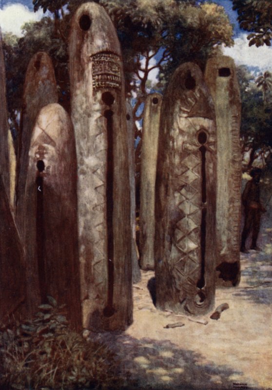 Drum Grove at Mele, New Hebrides (färg litho) av Norman Hardy