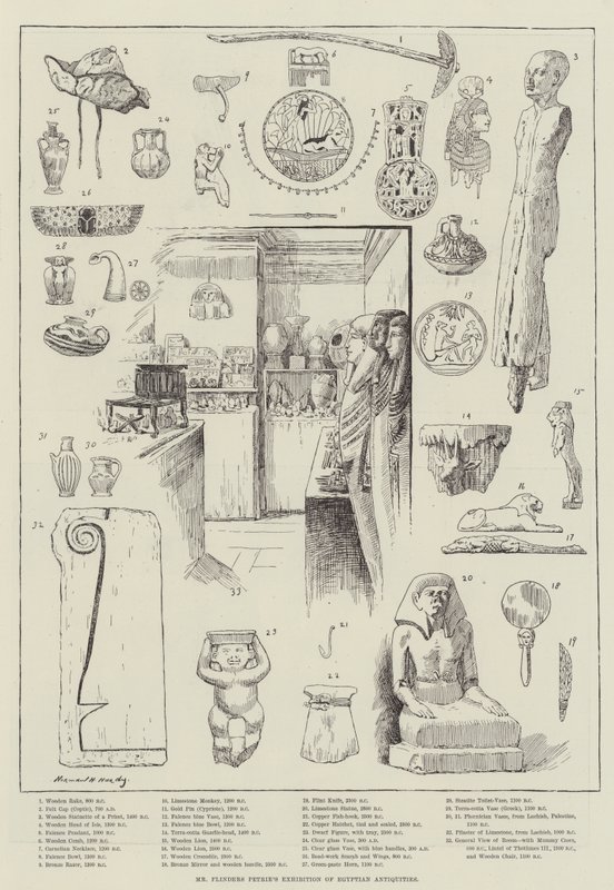 Flinders Petries utställning av egyptiska antikviteter av Norman Hardy