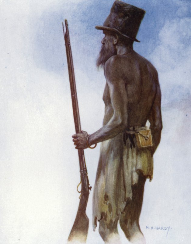 Gammal kannibalhövding som konstnären träffade på ön Aoba, Nya Hebriderna (färg litho) av Norman Hardy