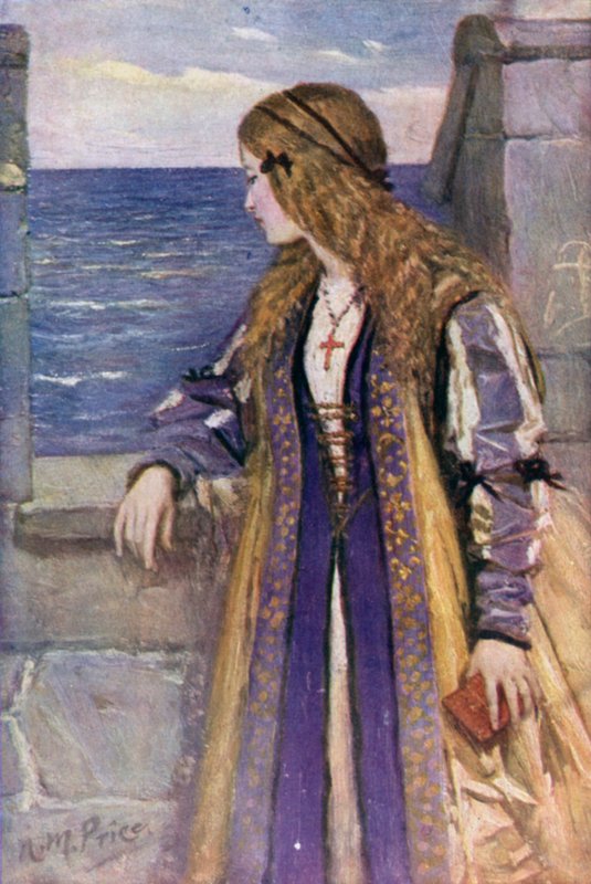 Clare på Tantallons pannborg (färg litho) av Norman Mills (after) Price