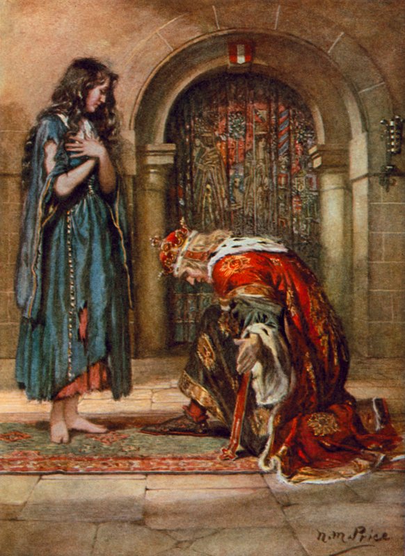 Tennyson, The Beggar-Maid (färg litho) av Norman Mills (after) Price