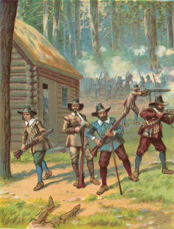 Pilgrimmene, der bekæmper indianerne av North American