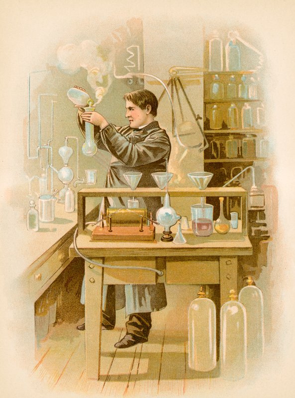 Thomas Edison i sitt laboratorium av North American