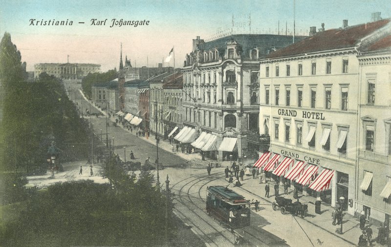 Kristiania (i Oslo), Norge, Karl Johans Gate av Norwegian Photographer