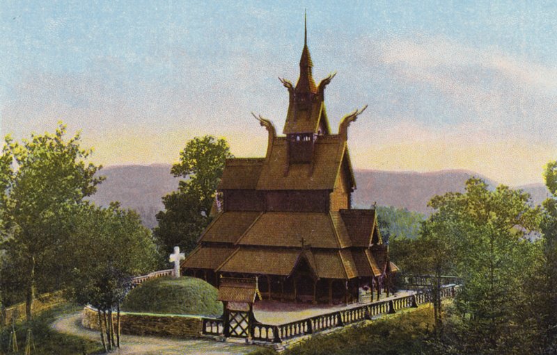 Norge / Norge: Fantoft Stavkirke (foto i färg) av Norwegian Photographer